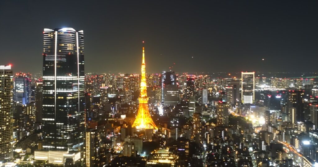 19時28分頃の美しい夜景　目の前には東京タワー