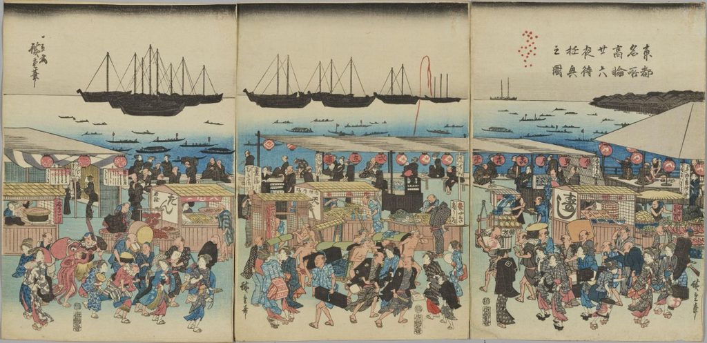 歌川広重《1-088　東都名所高輪廿六夜待遊興之図》1830～44年
東京国立博物館蔵　