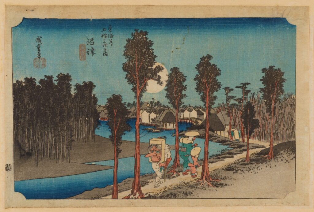 歌川広重《東海道五拾三次之内 沼津 黄昏図》江戸時代・19世紀 
東京国立博物館蔵